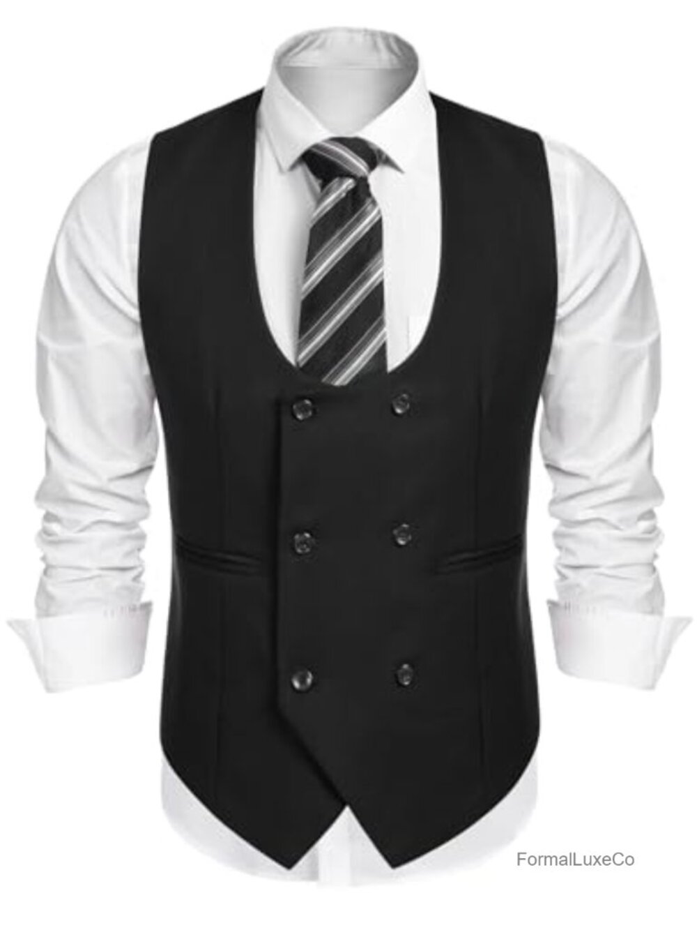 Slim Fit Double Breasted Suit Vest Dress Waistcoat Business Formal
